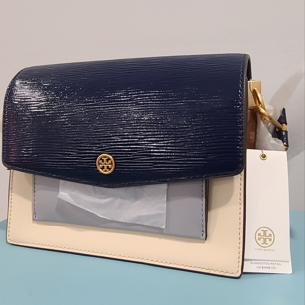 Tory burch robinson colorblock double strap convertible shoulder bag